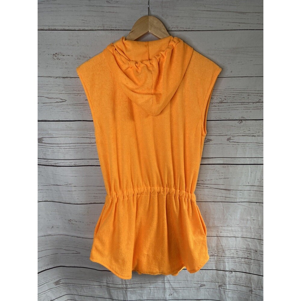 Vintage 80s Jag Swim Dress Romper Cover Up Size Small Petite Neon Orange So Cute - Picture 5 of 7